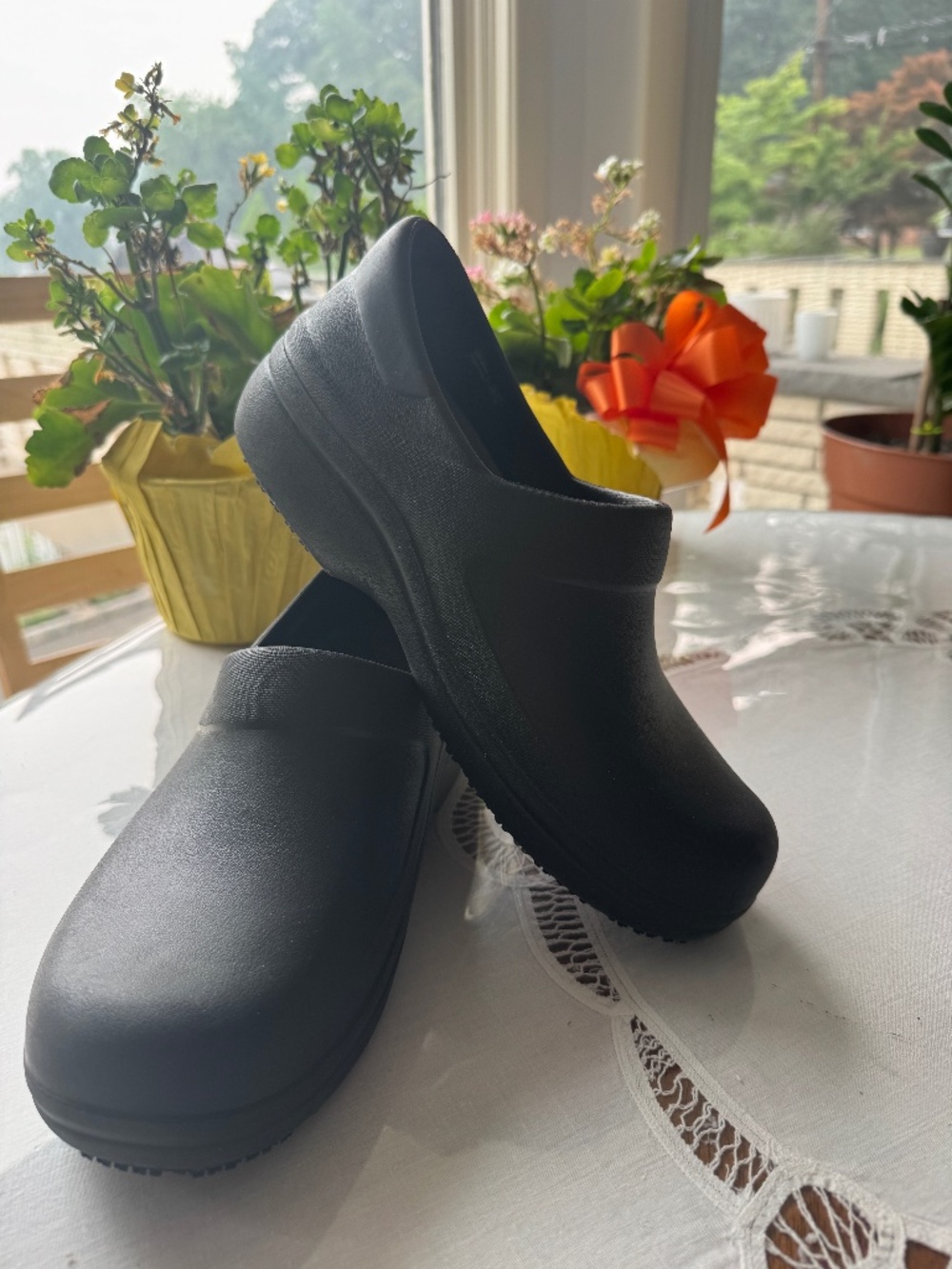 Women's Crocs On The Clock Work Slip-On Clogs Black Shoes Size 10
